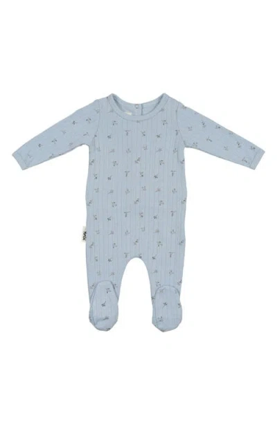 Maniere Manière Pointelle Leaves Footie In Blue