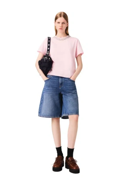 Maje Short Sleeve Jewel Neck Tee