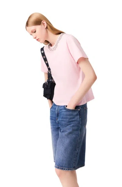 Maje Short Sleeve Jewel Neck Tee