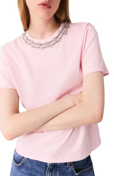 Maje Short Sleeve Jewel Neck Tee