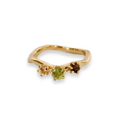 Gem Island Women's Gold / Green / Brown Aura Ring
