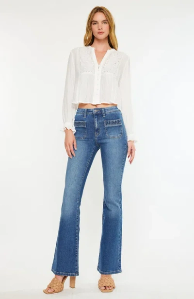 Kancan Kasey High Rise Flare Jeans In Blue