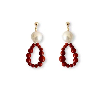 Gem Island Women's White / Red Sille Earrings