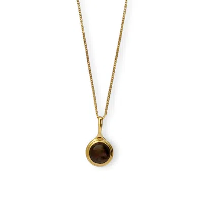 Gem Island Women's Gold / Brown Smoky Quartz Necklace
