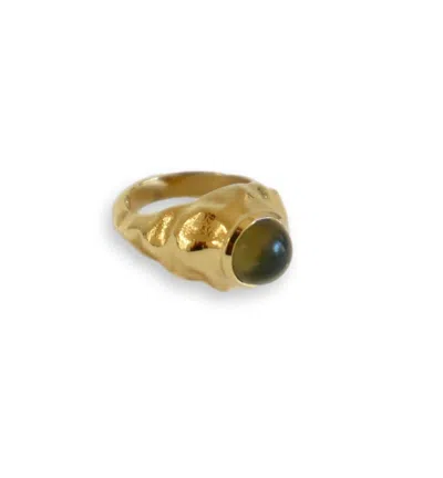 Gem Island Women's Gold / Green Carmen Ring