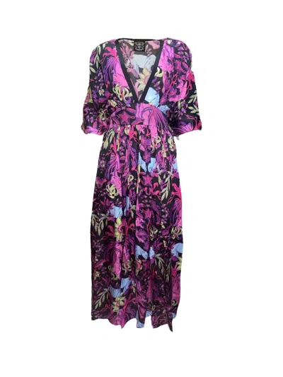 Any Old Iron Women's Blue / Black / Pink Return Of The Blue Panther Printed Kaftan Maxi Dress