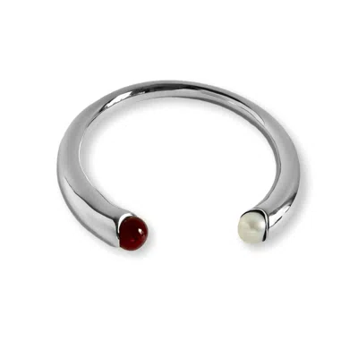 Gem Island Women's White / Red / Silver Silver Teresa Bracelet