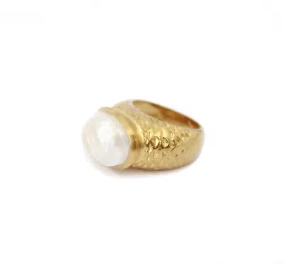 Gem Island Women's Gold / White Riviera Ring