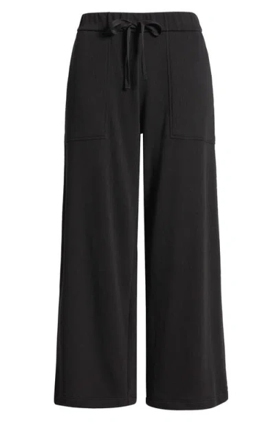 Eileen Fisher Organic Cotton Ankle Wide Leg Pants In Black