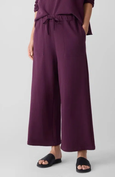 Eileen Fisher Organic Cotton Ankle Wide Leg Pants In Purple