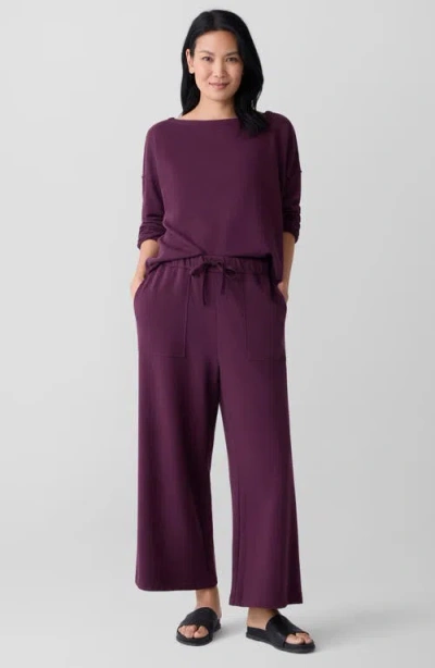 Eileen Fisher Organic Cotton Ankle Wide Leg Pants In Purple