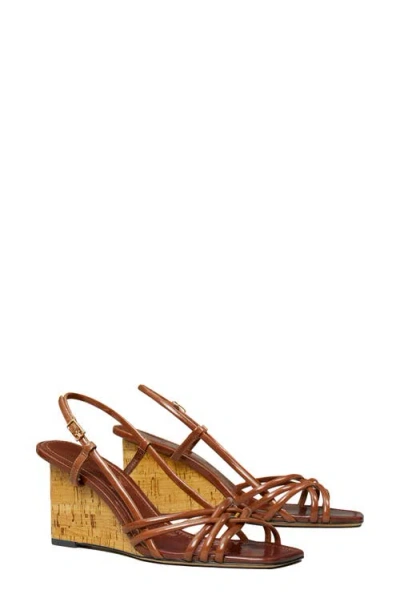 Tory Burch Strappy Wedge Sandal In Brown