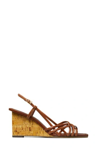 Tory Burch Strappy Wedge Sandal In Brown