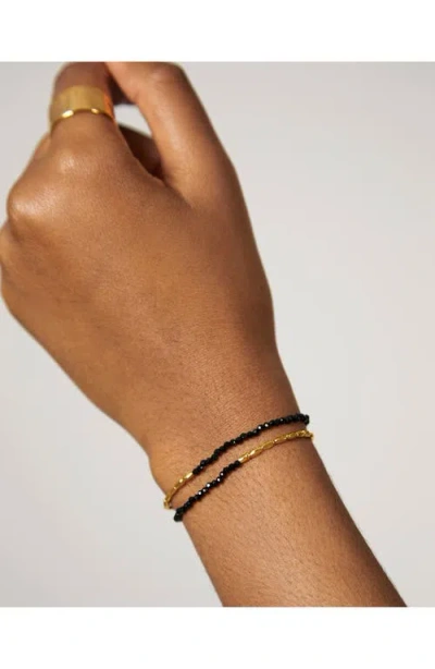 Monica Vinader Gold Mini Nugget Gemstone Beaded Bracelet Black Spinel In Gold