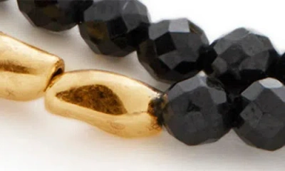 Monica Vinader Gold Mini Nugget Gemstone Beaded Bracelet Black Spinel In Gold