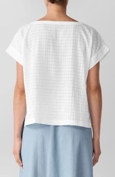 Eileen Fisher Boxy Boat Neck Organic Cotton Blend Top In White