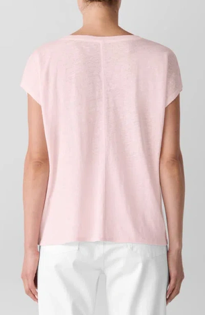 Eileen Fisher V-neck Organic Linen T-shirt In Pink