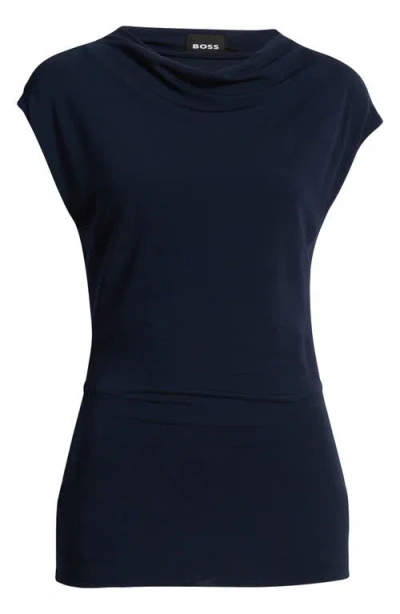 Hugo Boss Boss Elamma Cap Sleeve Top In Blue