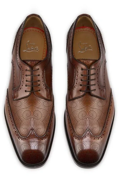 Christian Louboutin Grave Perforated Wingtip Derby In Brown