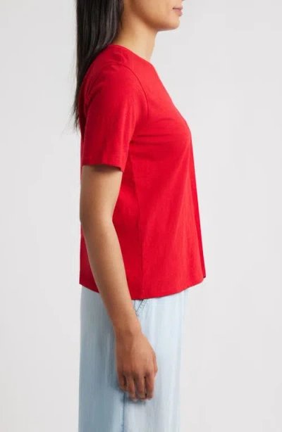 Eileen Fisher Easy V-neck Organic Cotton T-shirt In Red