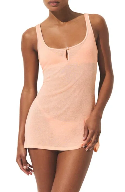 Skims Sheer Cotton Blend Mini Slip Dress In Pink