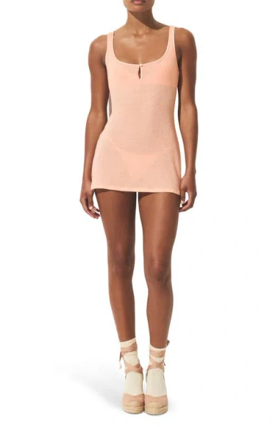 Skims Sheer Cotton Blend Mini Slip Dress In Pink