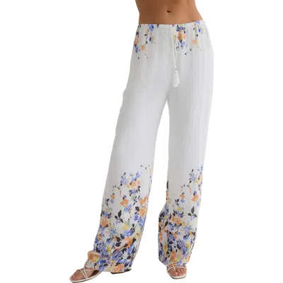 Bella Dahl Drawcord Wide Leg Linen Pants In White