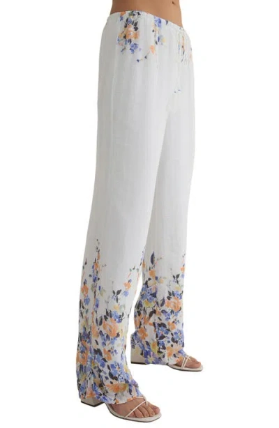 Bella Dahl Drawcord Wide Leg Linen Pants In White