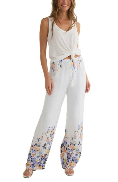 Bella Dahl Drawcord Wide Leg Linen Pants In White