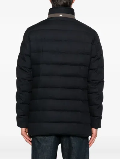 Herno Double-breasted Puffer Jacket With Quilted Texture In Black