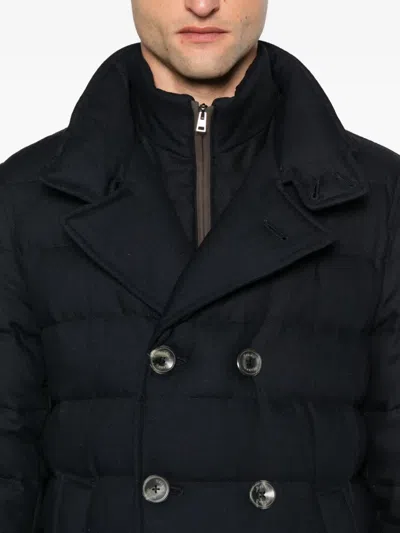 Herno Double-breasted Puffer Jacket With Quilted Texture In Black