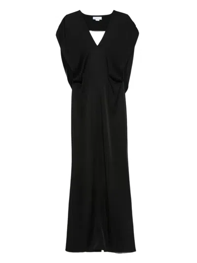 Stella Mccartney Abito Lungo In Raso Nero Donna In Black