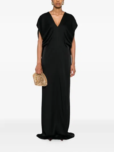 Stella Mccartney Abito Lungo In Raso Nero Donna In Black