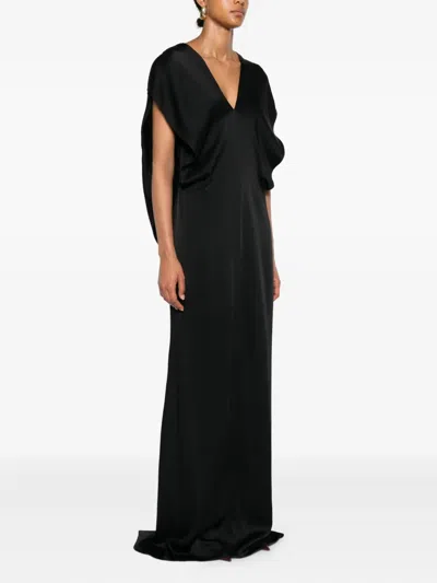 Stella Mccartney Abito Lungo In Raso Nero Donna In Black