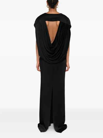 Stella Mccartney Abito Lungo In Raso Nero Donna In Black