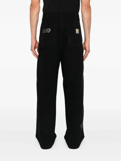 Carhartt Black Canvas Og Single Knee Graphic Trousers In Black
