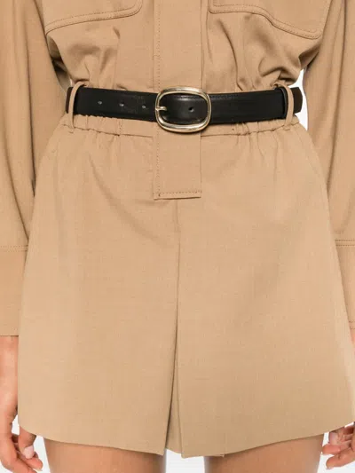 Self-portrait Twill Romper In Brown