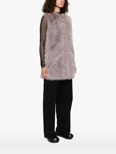 Herno Faux Fur Eaist Coat In Pink