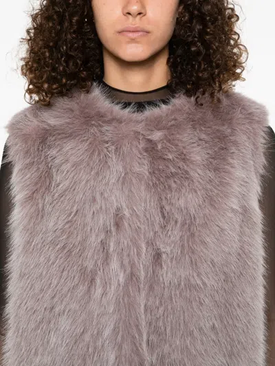 Herno Faux Fur Eaist Coat In Pink