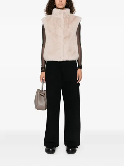 Herno Faux Fur Waist Coat In Neutral