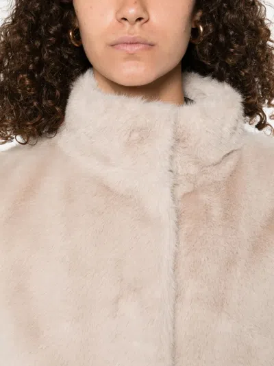 Herno Faux Fur Waist Coat In Neutral