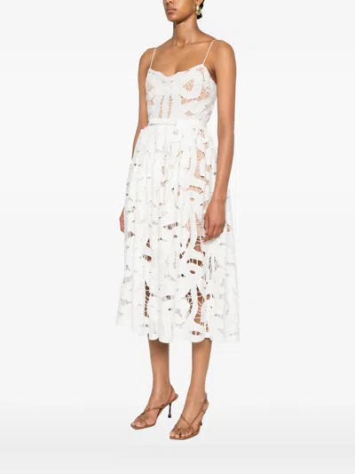 Self-portrait Floral Lace Dress In White