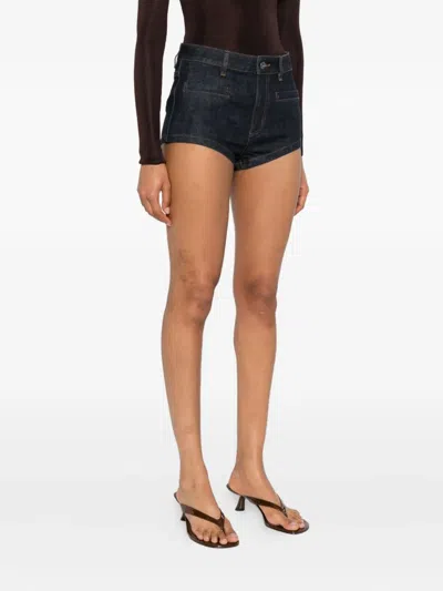 Self-portrait Stretch-cotton Denim Shorts In Black