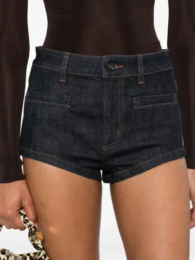 Self-portrait Stretch-cotton Denim Shorts In Black