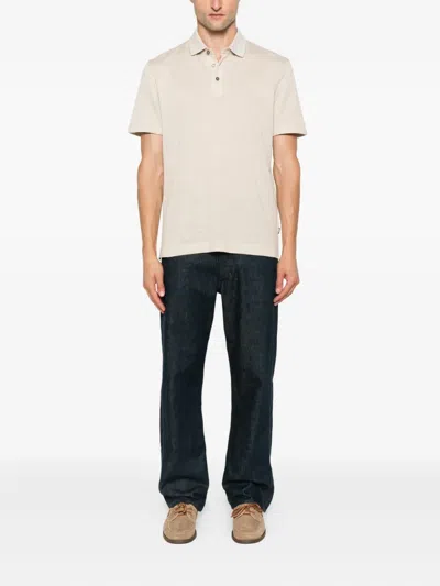 Hugo Boss Button-fastening Linen-blend Polo Shirt In Pink