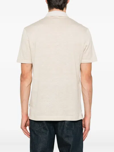 Hugo Boss Button-fastening Linen-blend Polo Shirt In Pink