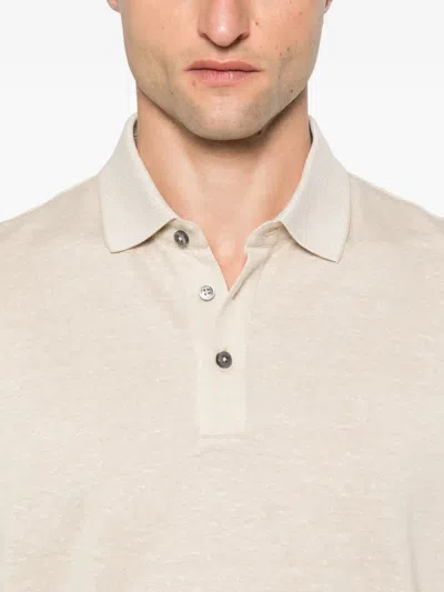 Hugo Boss Button-fastening Linen-blend Polo Shirt In Pink