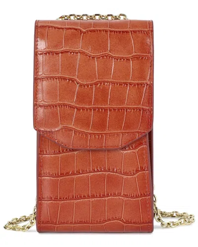 Tiffany & Fred Paris Compact Croc-embossed Leather Crossbody