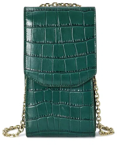 Tiffany & Fred Paris Compact Croc-embossed Leather Crossbody