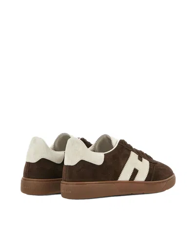 Hogan Rubber Sole Suede Finish Sneakers In Brown